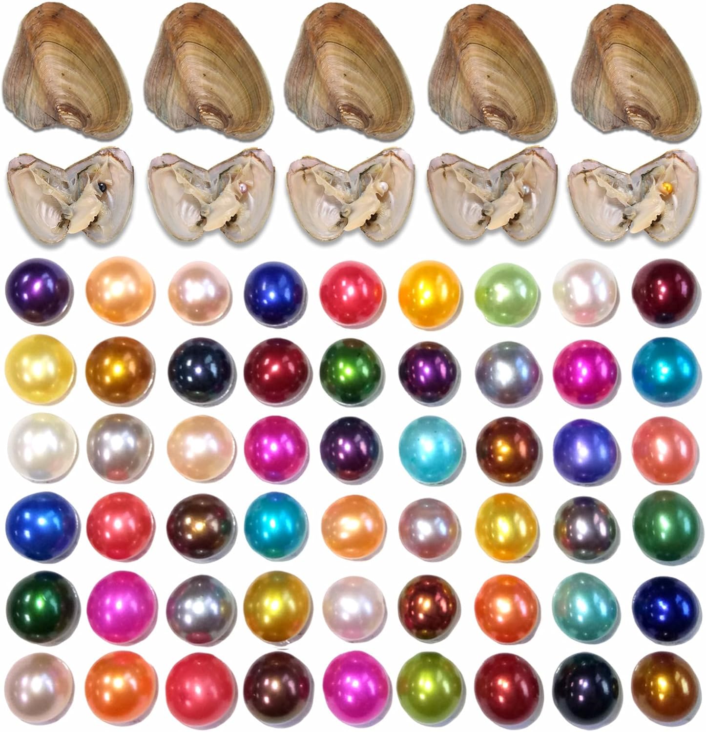 50PC Freshwater Cultured Oyster with Round Pearl Inside for Crafts