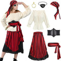 Women's Pirate Costume Set - 7Pcs Renaissance Outfit for Parties