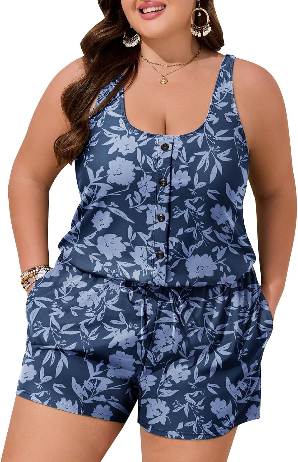 Summer Mae Plus Size Swim Romper with Pockets for Women