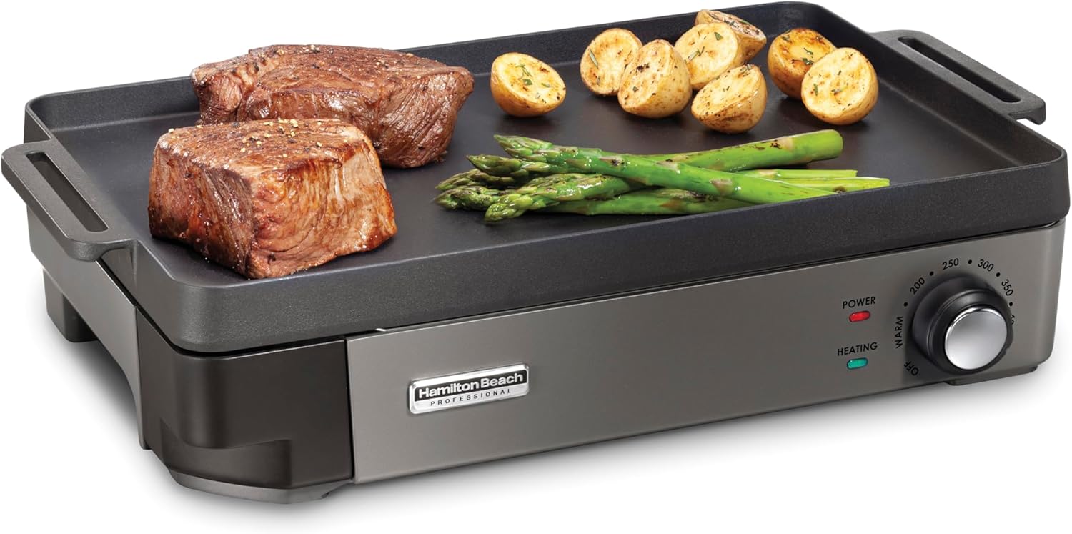 Hamilton Beach Professional Cast Iron Electric Grill for Family Meals