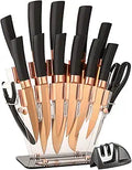Gold Knife Set 15-Piece Kitchen Knives with Acrylic Block - Elegant