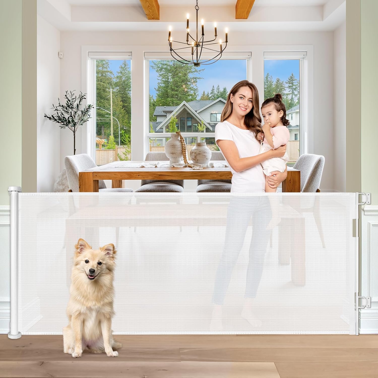 Extra Wide Baby Gate for Large Openings - Retractable Design