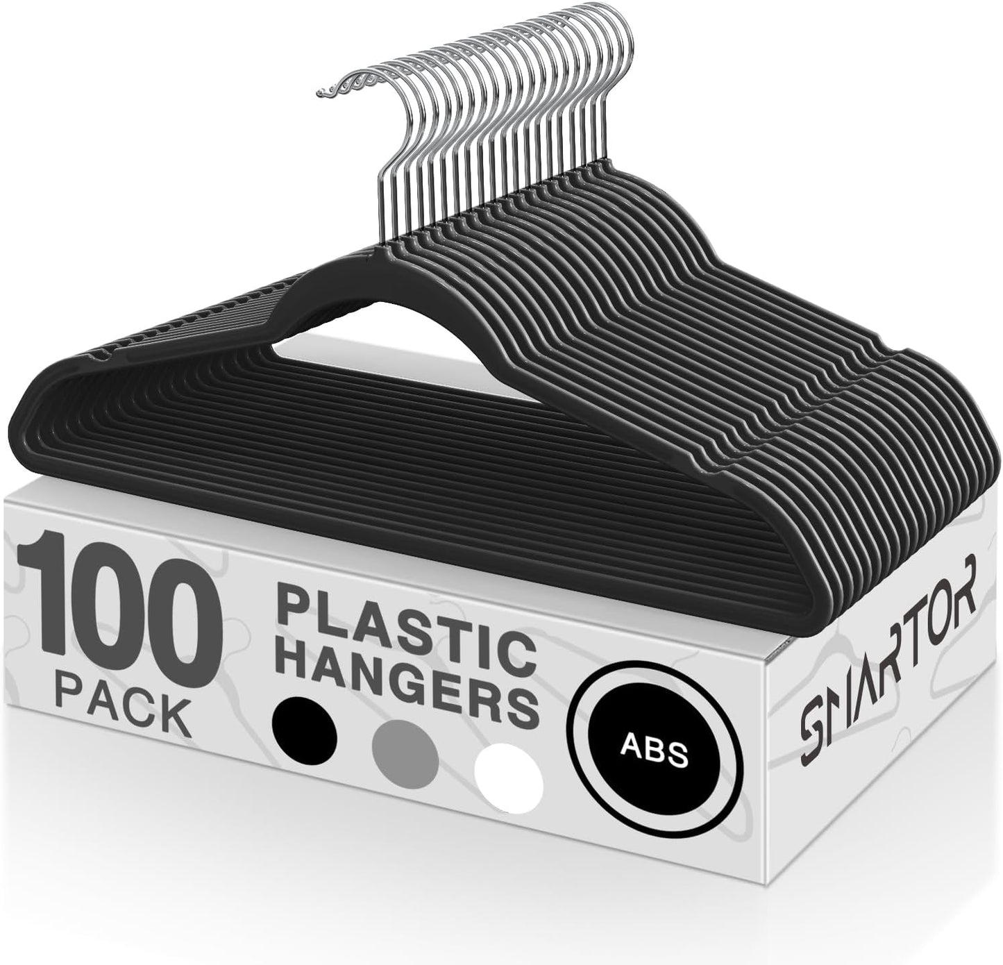 SMARTOR Heavy Duty Hangers 100 Pack - Premium Plastic Hangers