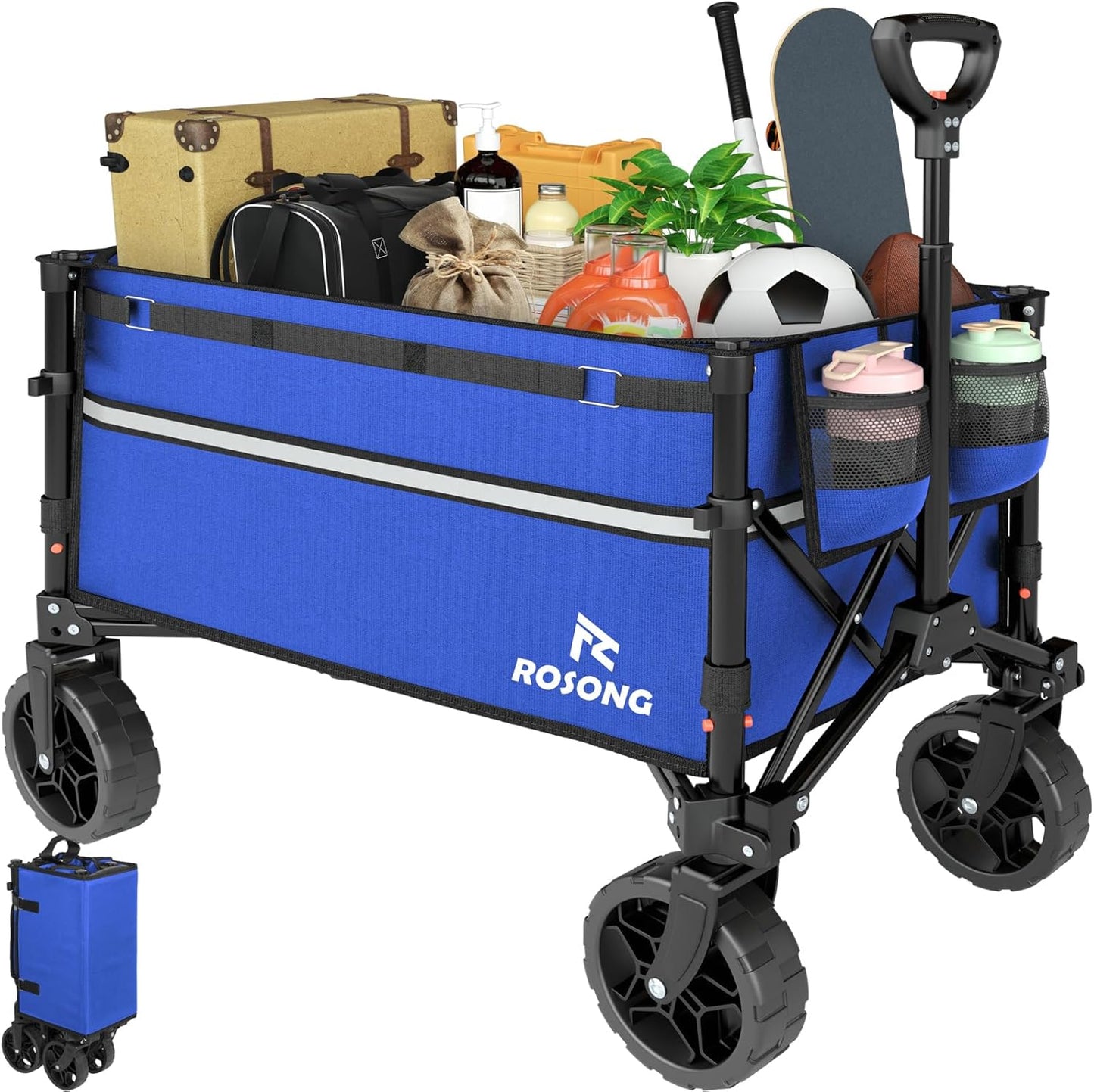 Collapsible Wagon Cart with Wheels for Grocery and Sports