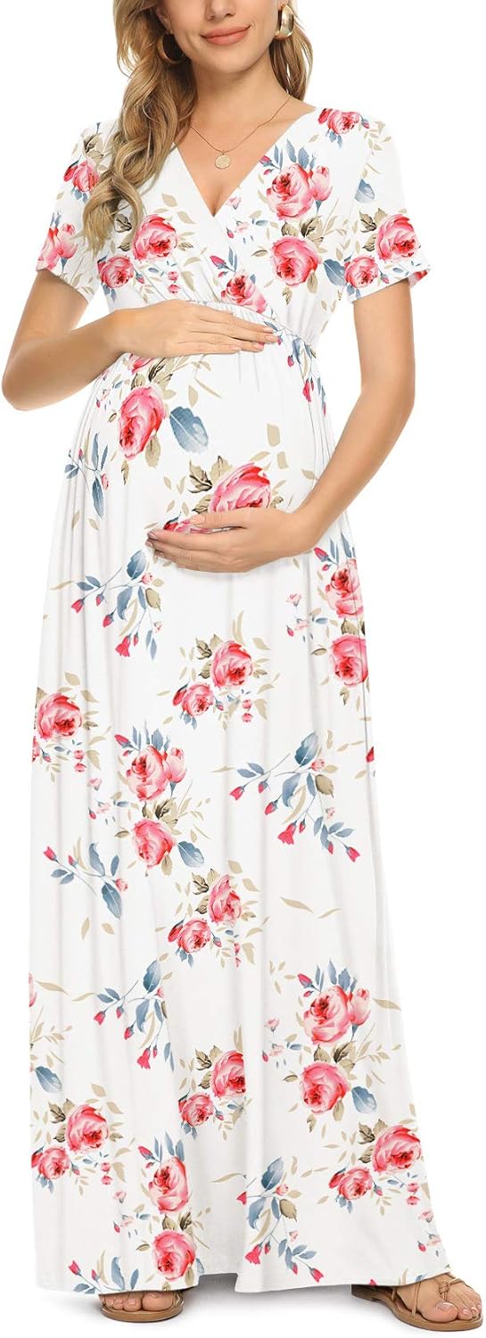 Xpenyo Maternity Maxi Dress for Baby Shower and Casual Wear