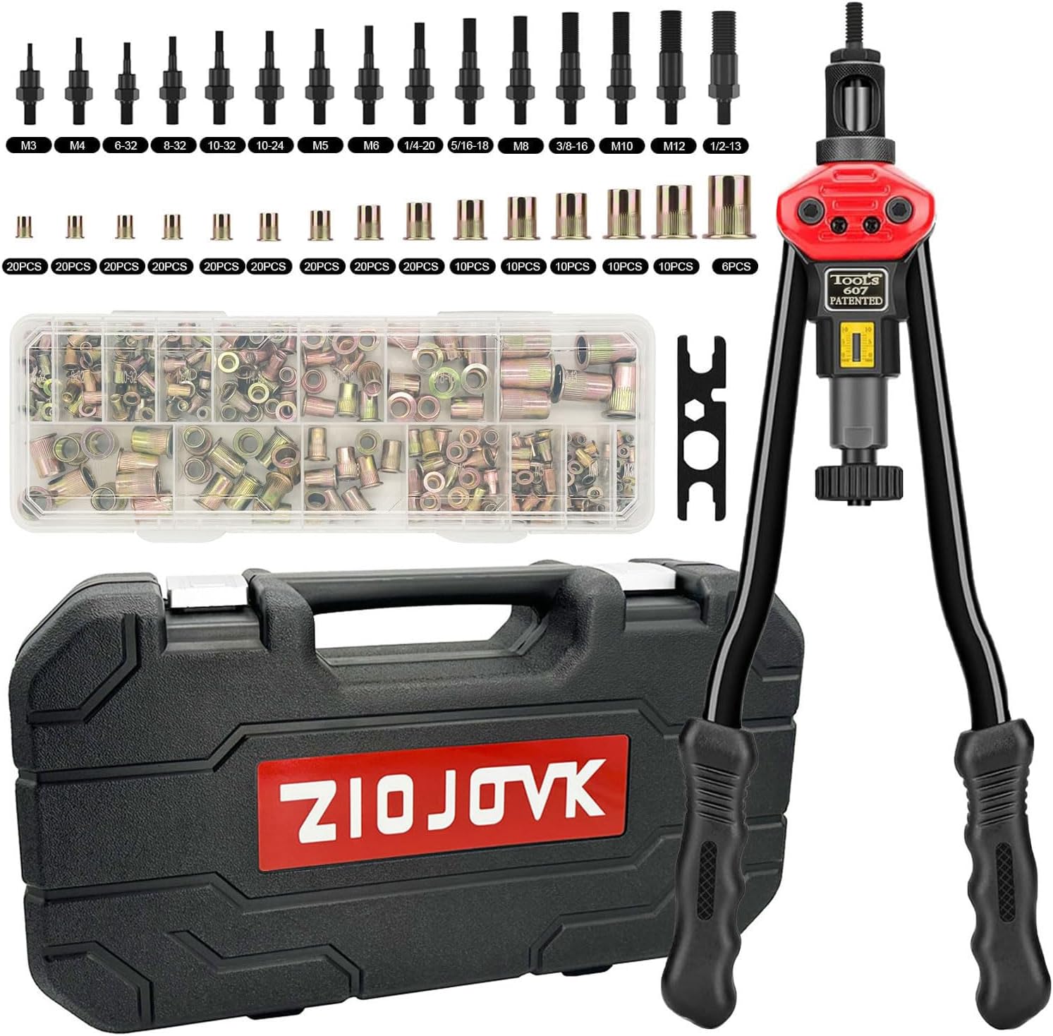 16-Inch Rivet Nut Tool Kit with 236Pcs Assorted Rivet Nuts