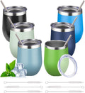 12oz Stemless Wine Tumbler with Lid - Insulated Multicolor 6-Pack