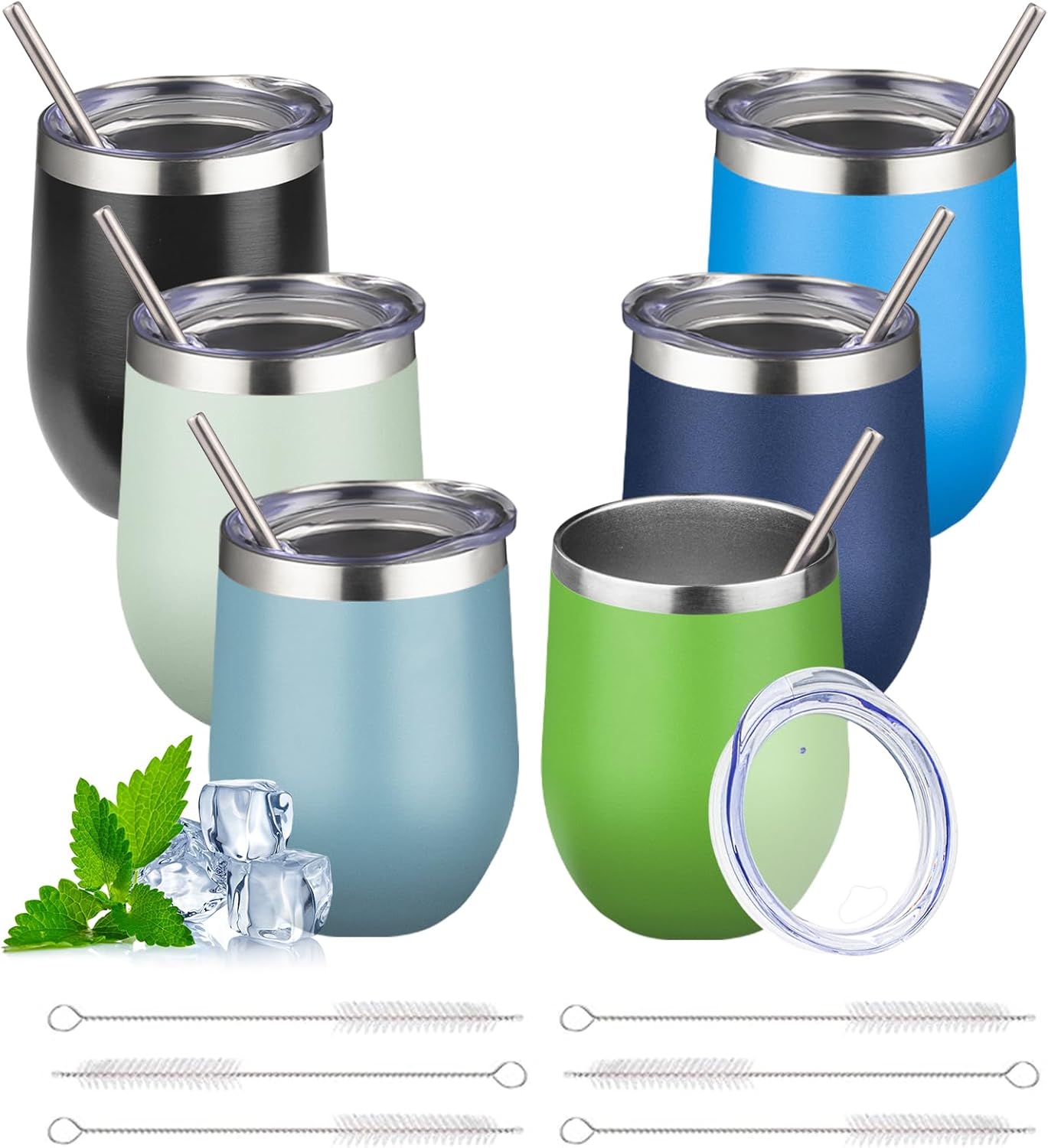12oz Stemless Wine Tumbler with Lid for Hot and Cold Beverages