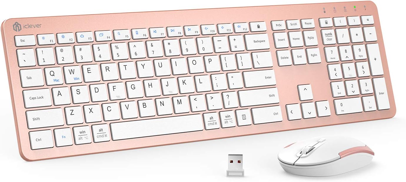 iClever Rechargeable Wireless Keyboard - Ergonomic Design