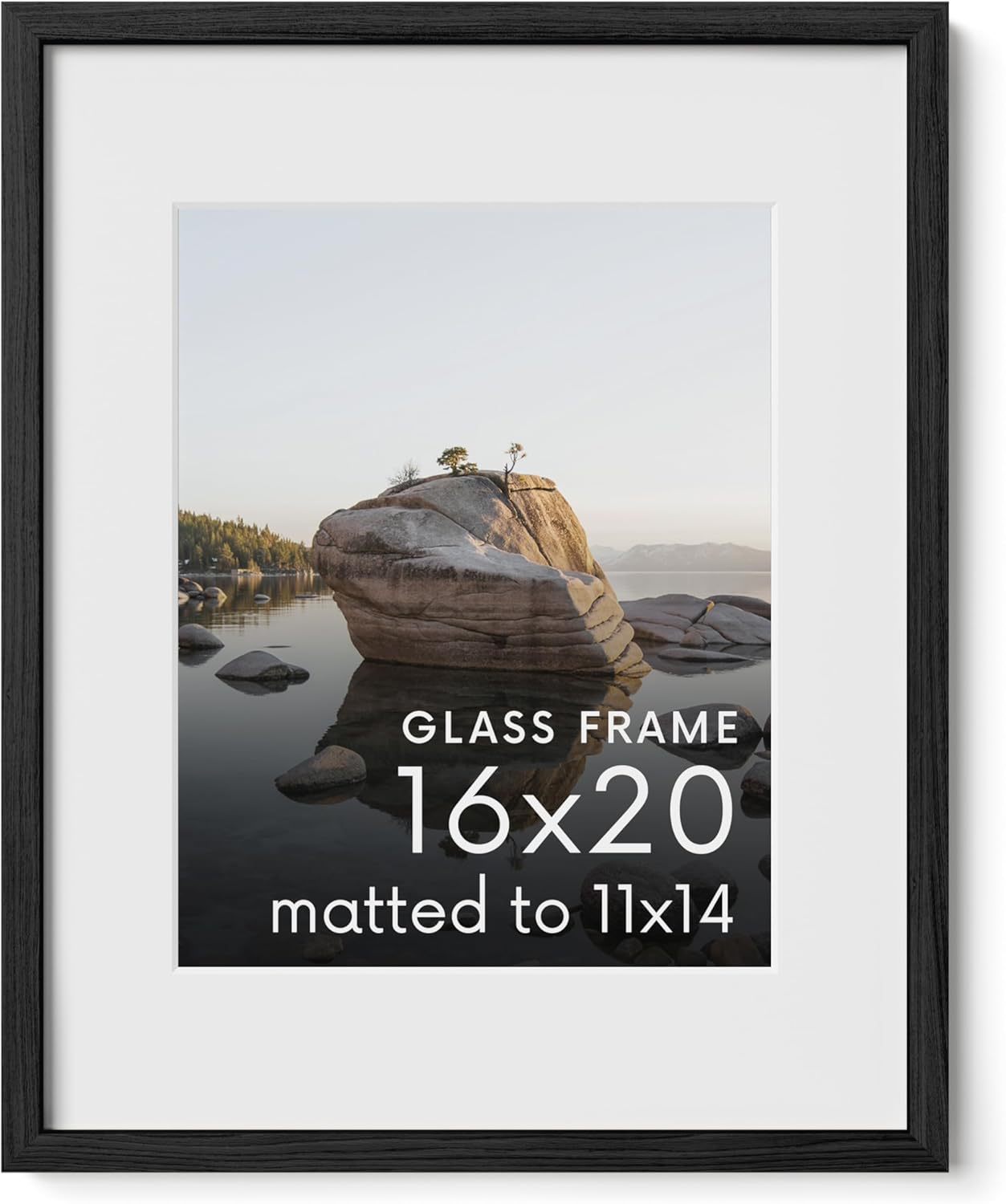 16x20 Picture Frame with Real Glass & Black Oak for Home Decor