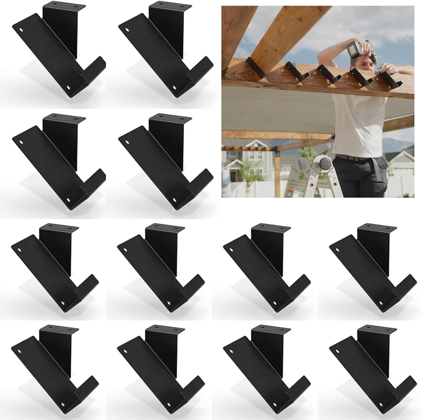 12 Pcs Joist Hanger for 2x4, 45 Degree Louver Brackets