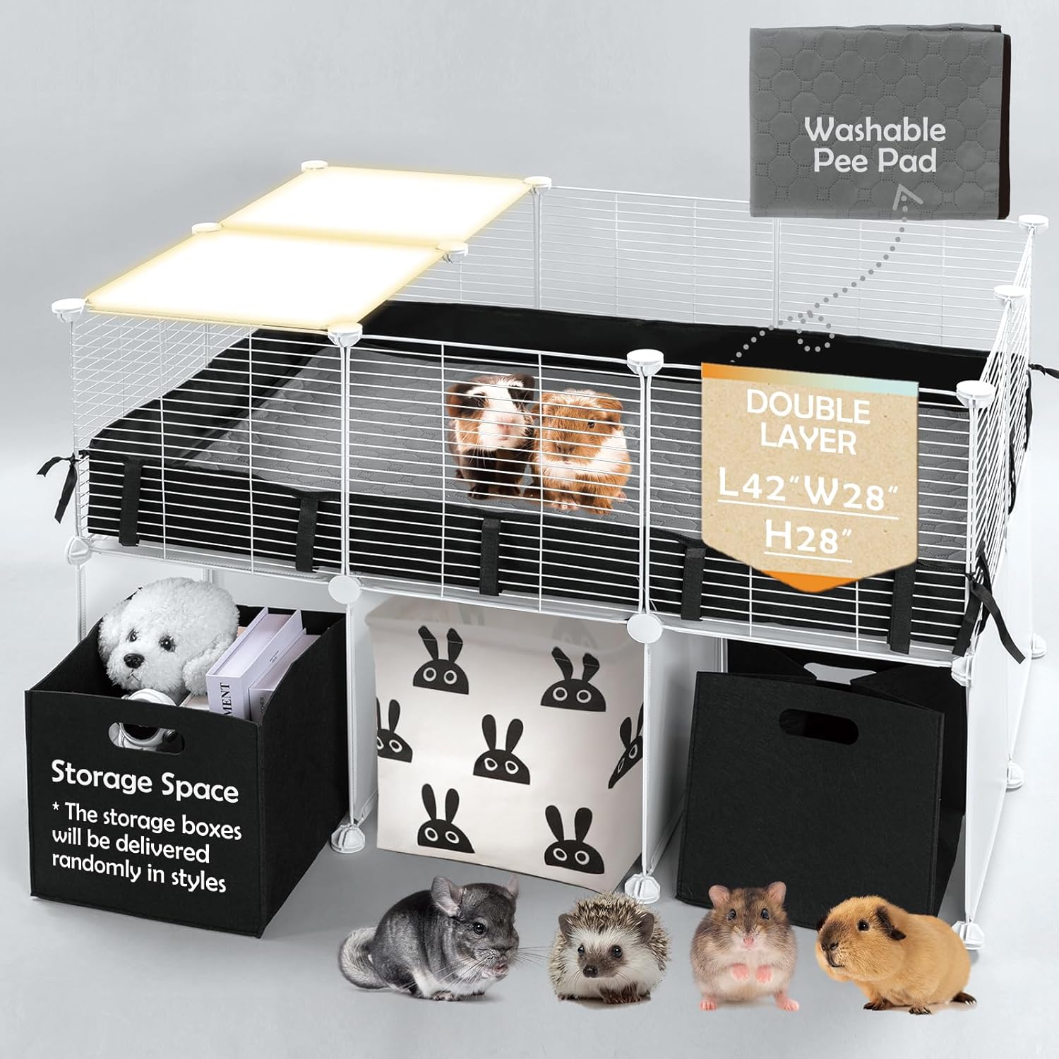 MEEXPAWS Guinea Pig Cages Playpen with Waterproof Liner & Storage