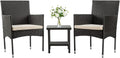 3-Piece Patio Furniture Set - Compact Wicker Conversation Set