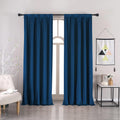 Navy Blue Velvet Blackout Curtains Set - 52x72