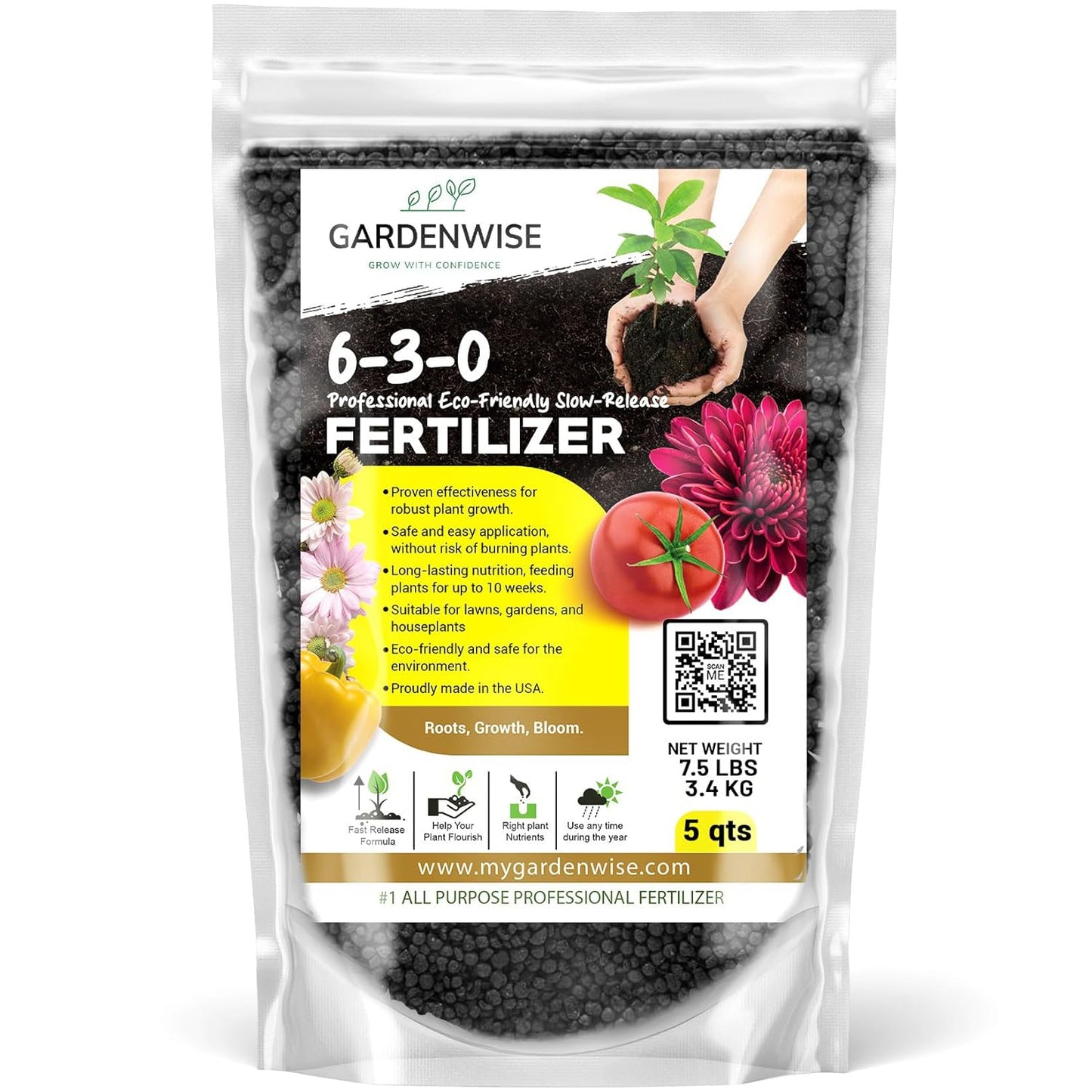 6-3-0 All-Purpose Eco-Friendly Slow-Release Fertilizer for Plants