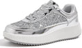 LUCKY STEP Women's Platform Rhinestone Chunky Sneakers