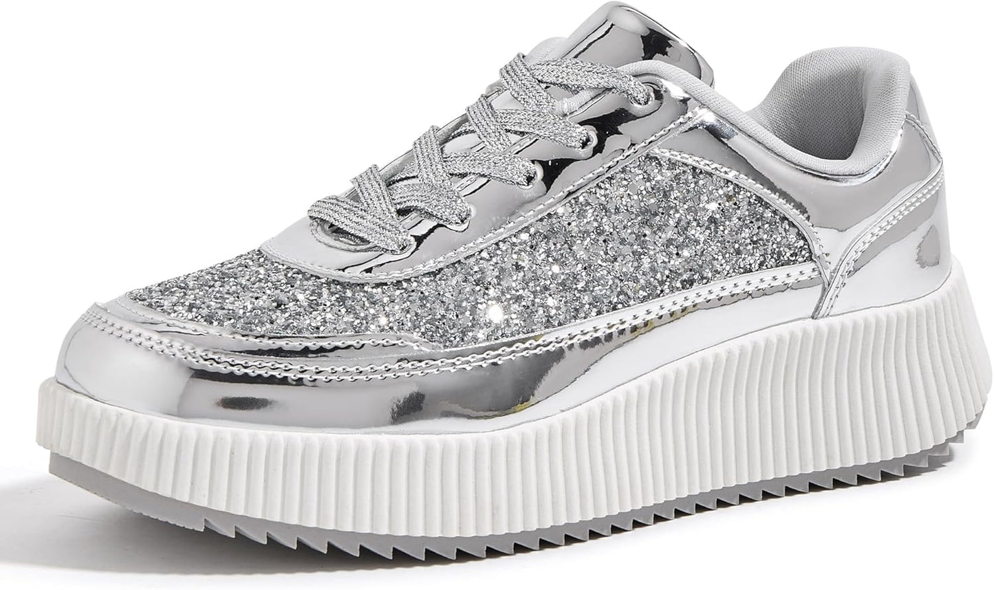 Chunky Platform Sneakers for Women with Rhinestone Style