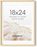 18x24 Poster Frame Natural Maple Wood - Matted to 16x20, Dual-Hang