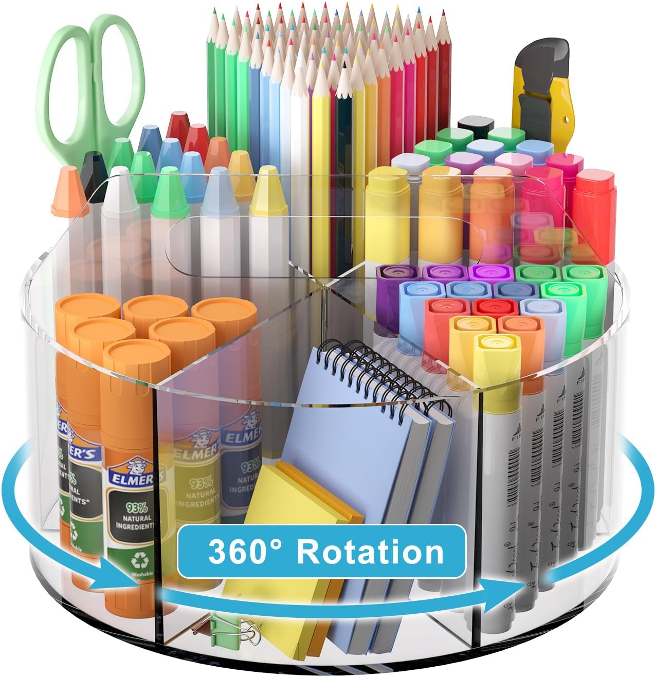 Wawocs Rotating Desk Pen Holder - 360 Art Supply Organizer