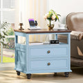 Farmhouse Nightstand with Charging Station 24 in - Rustic Storage