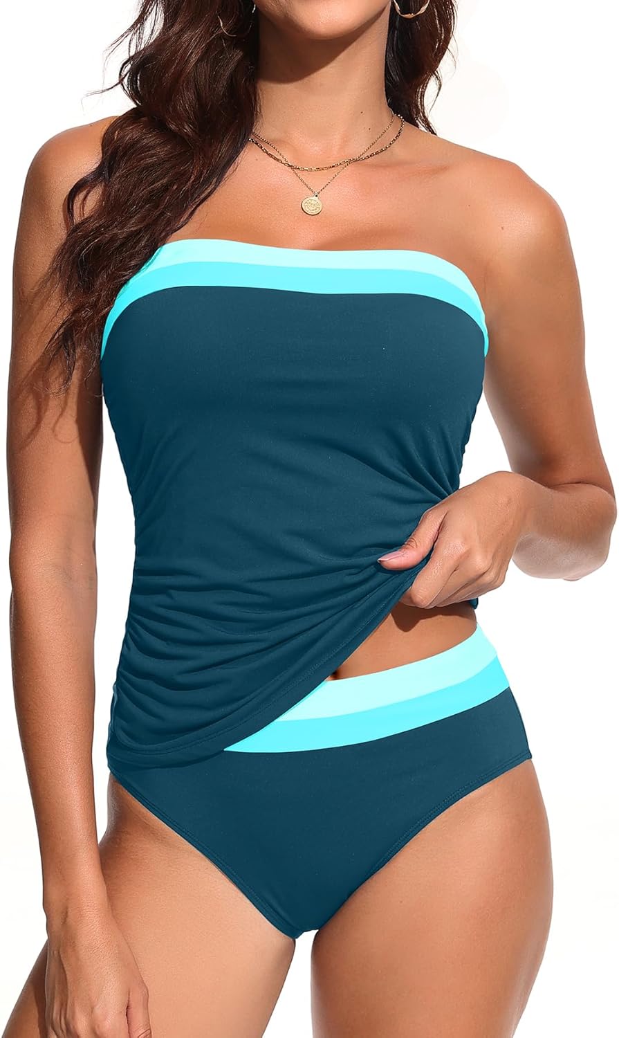 Daci Bandeau Tankini Swimsuits for Women with Tummy Control