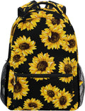 Sunflower Print Floral Backpack Purse for Women - Laptop Travel Bag