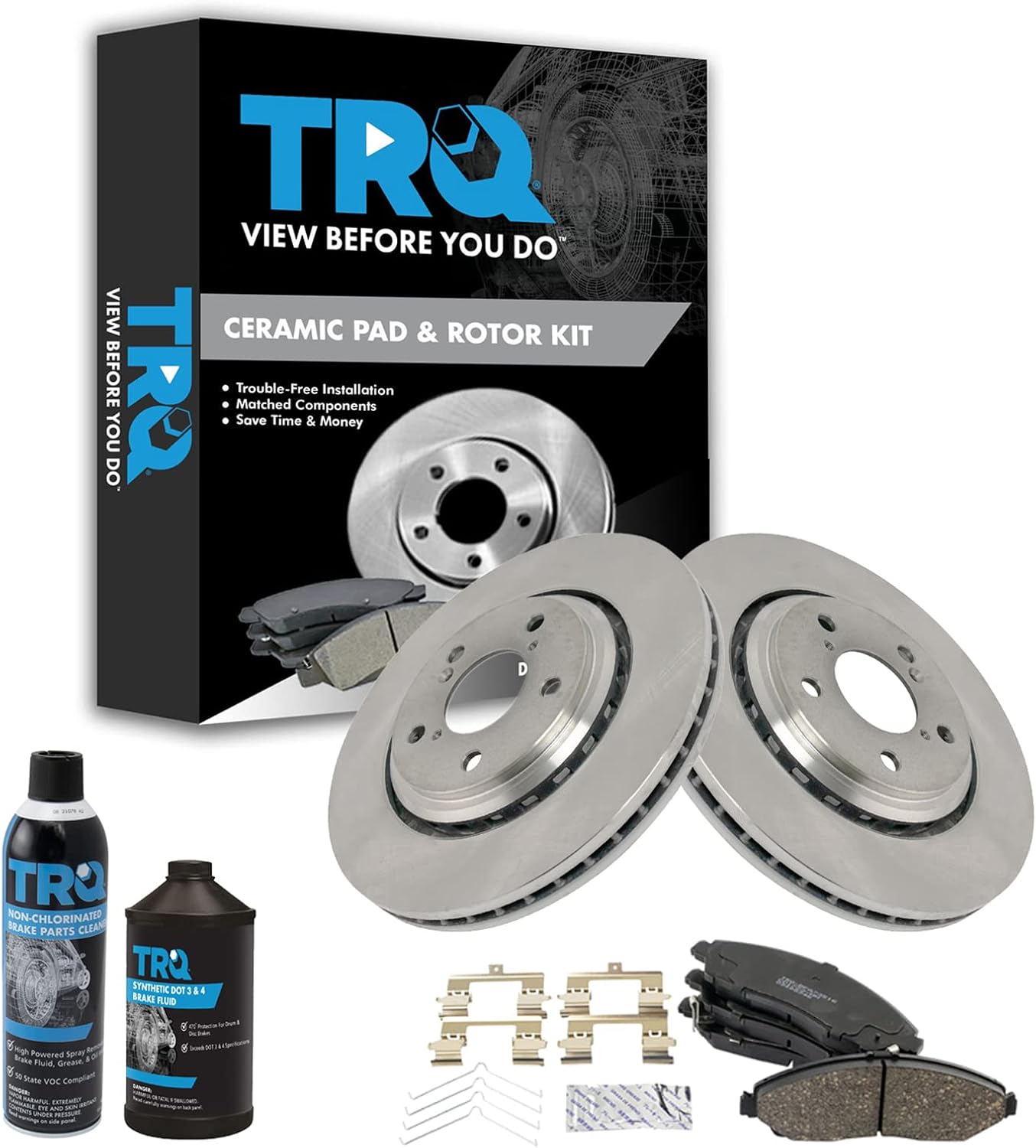 TRQ Front Brake Pad & Rotor Kit for Acura MDX and Honda Pilot