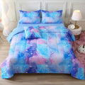Twin Blue Gradient Galaxy Comforter Set for Girls - 6 Piece Bed In