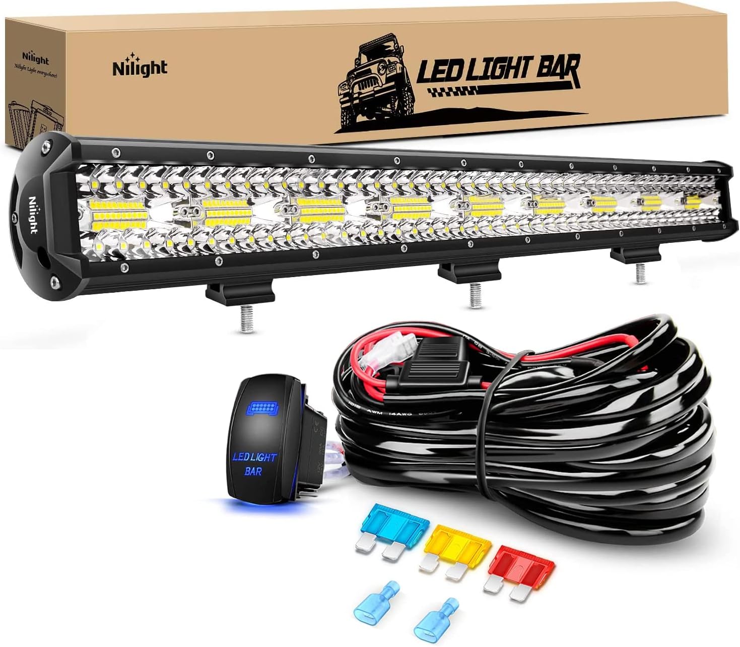 Nilight 26 Inch 540W LED Light Bar for Off Road and Boat Use