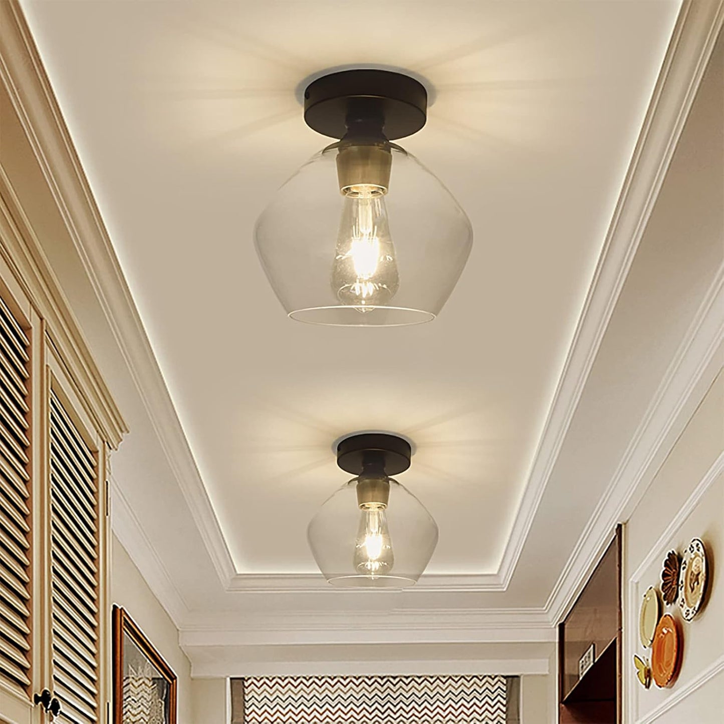 DLLT Industrial Semi Flush Mount Light for Vintage Home Decor