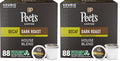 Peet's Dark Roast Decaffeinated K-Cup Pods 88 Count - Smooth Decaf