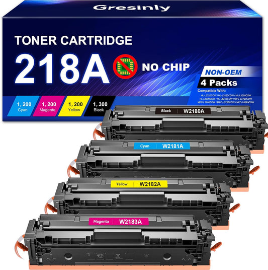 High-Yield 218A 218X Toner Cartridges 4 Pack for HP Printers
