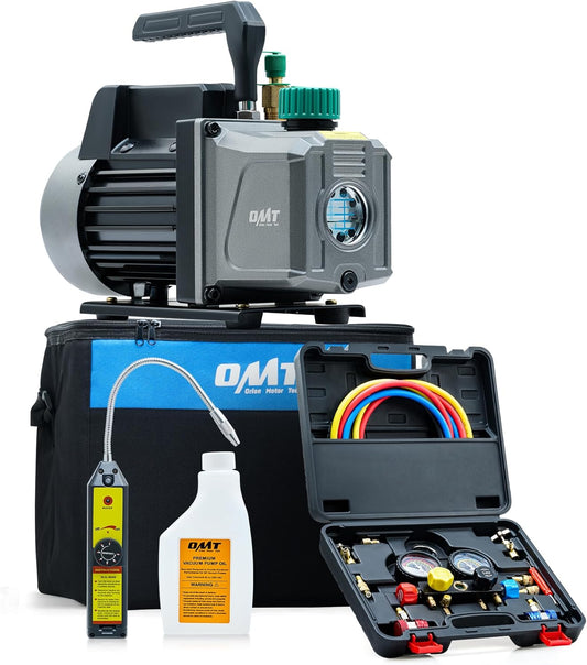 Orion Motor Tech AC Vacuum Pump and Gauge Set for HVAC Needs