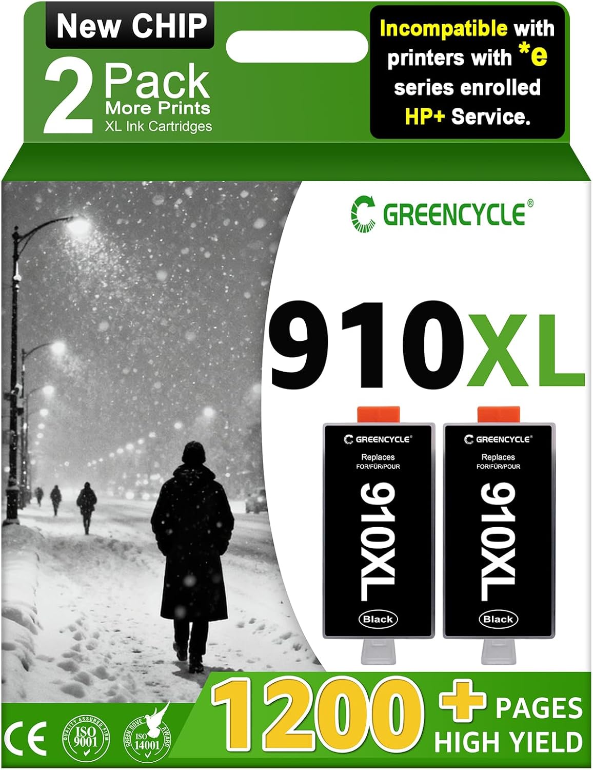 910XL Black Ink Cartridges Replacement for HP Printers, 2 Pack