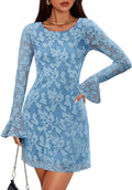 ZESICA Floral Bodycon Mini Dress for Women with Long Sleeves