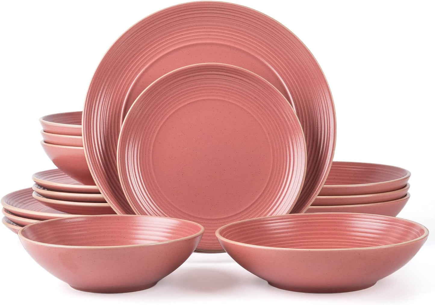 RINGAR Round Stoneware 16pc Dinnerware Set for 4 in Red