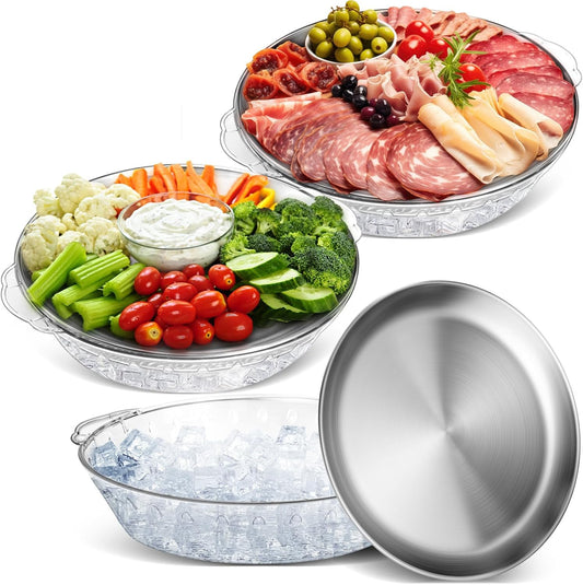 Chilled Serving Tray Set for Parties - 11.8 in Charcuterie Platter