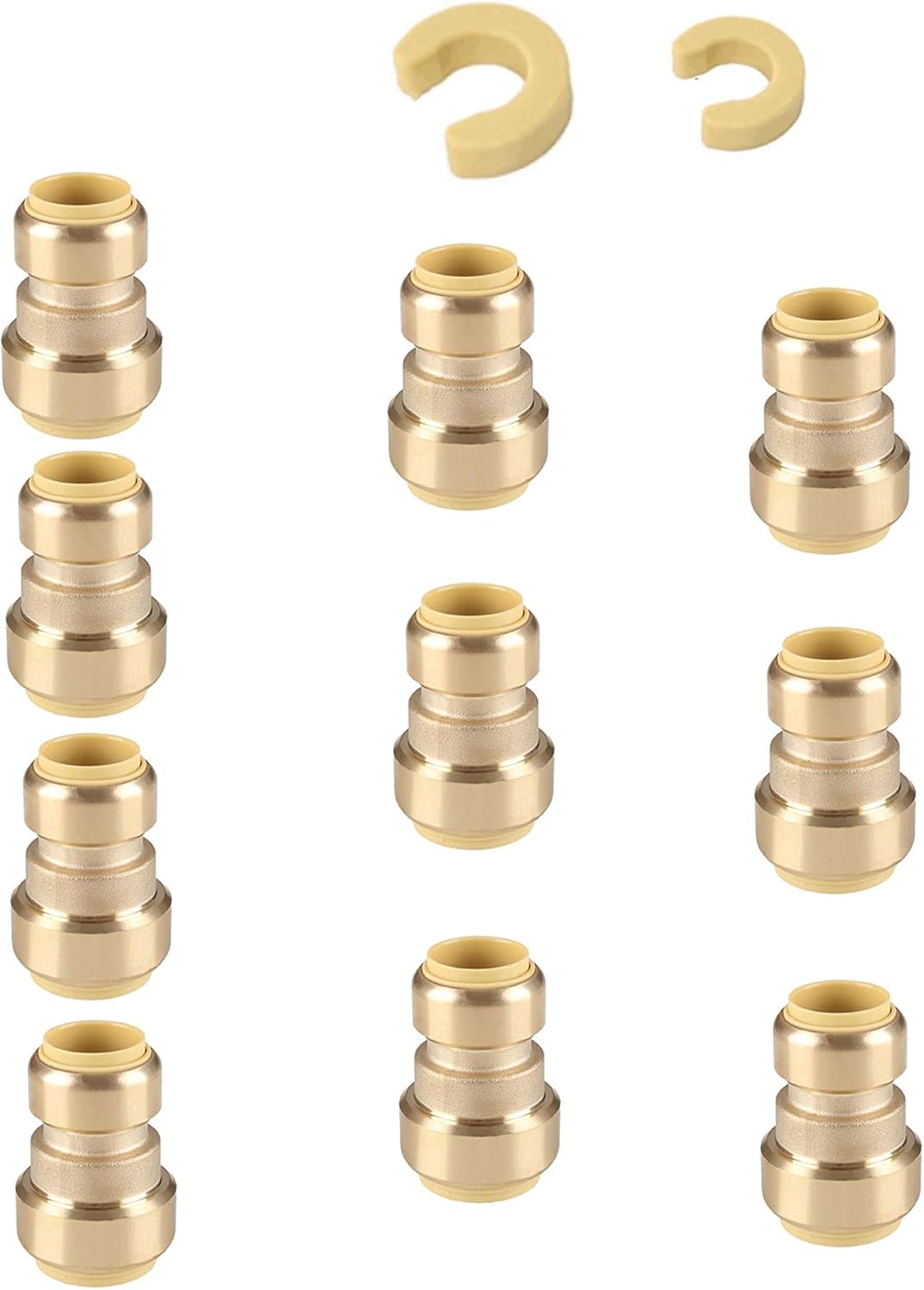10-Pack Push Fit 1/2 x 3/8 Reducing Coupling for Plumbing Needs