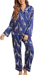 Silk Satin Pajamas Two Piece Set - Soft Breathable Button Up PJs