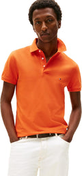 Mens Short Sleeve Polo Shirt Slim Fit with Organic Cotton - Stretch