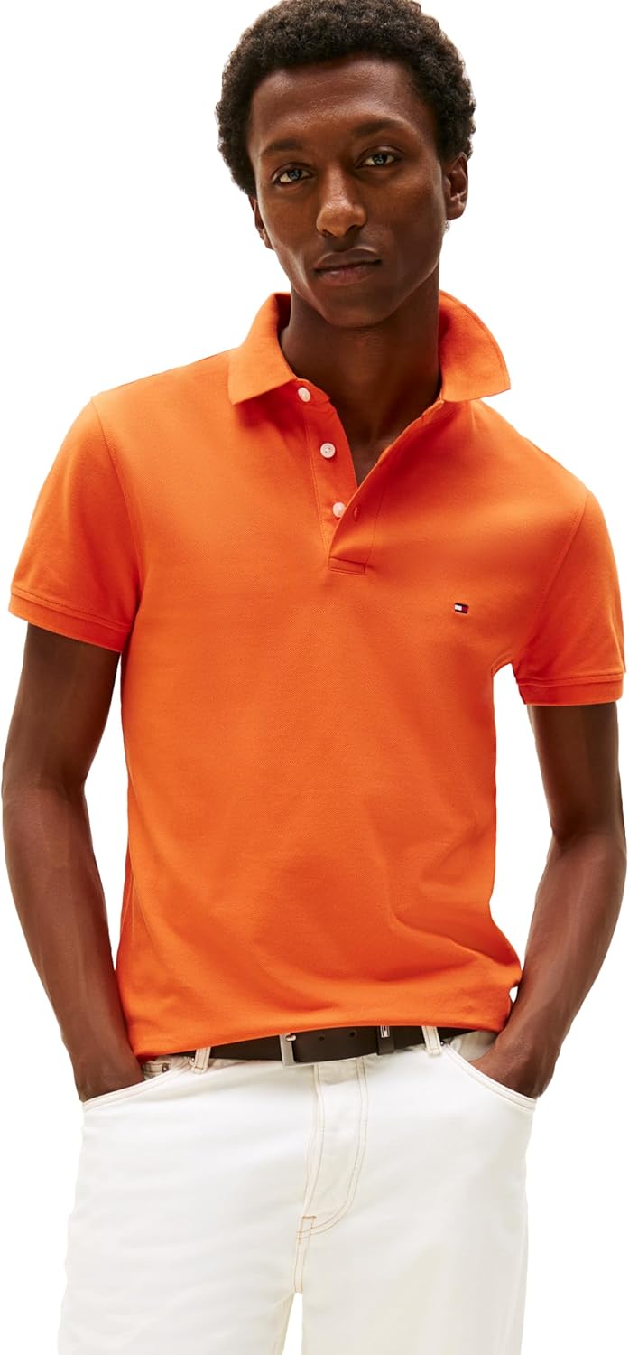 Tommy Hilfiger Mens Slim Fit Polo Shirts with Organic Cotton