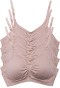 4-Pack Womens Nylon Spandex Cami Bralettes - Removable Pads Comfort