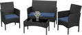 Kurapika Patio Furniture Set 4 Pieces - Compact Navy Blue Conversation