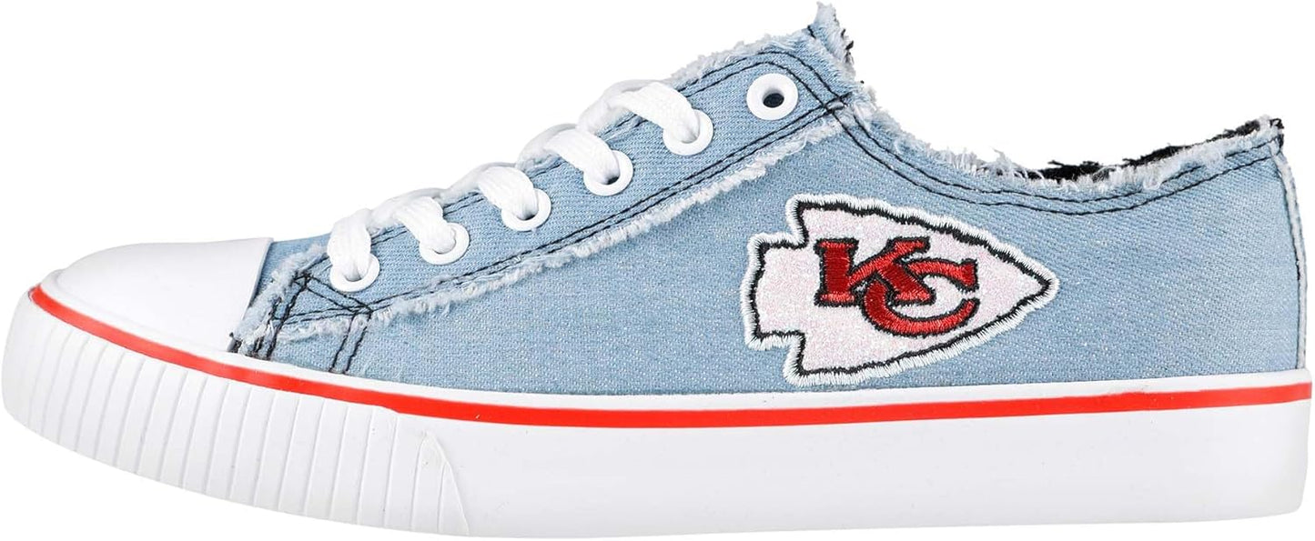 FOCO Women's NFL Denim Team Logo Low Top Canvas Sneakers