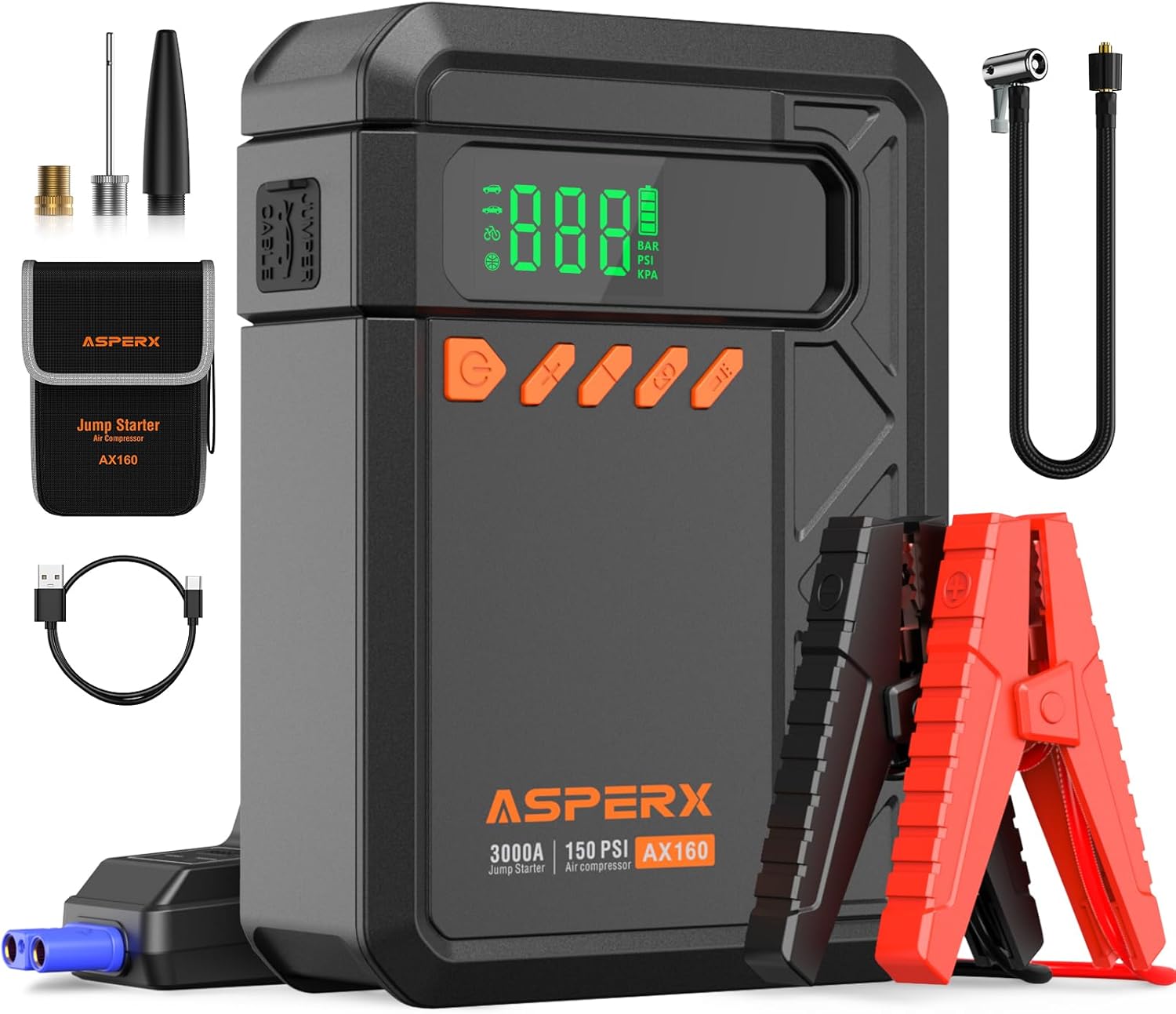 3000A Jump Starter & Tire Inflator Combo by AsperX