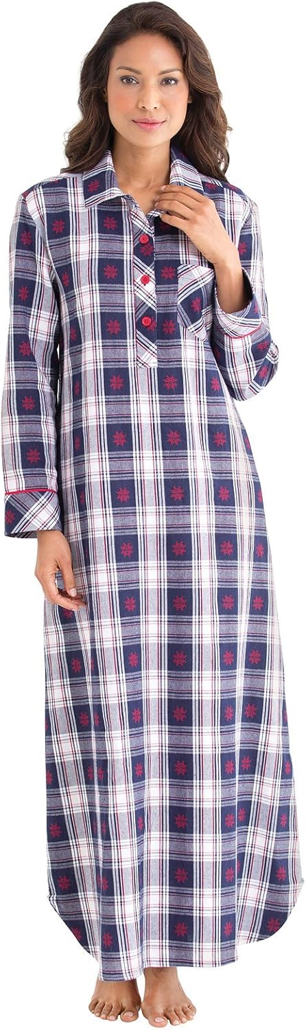 PajamaGram Long Flannel Nightgown for Cozy Comfort and Style