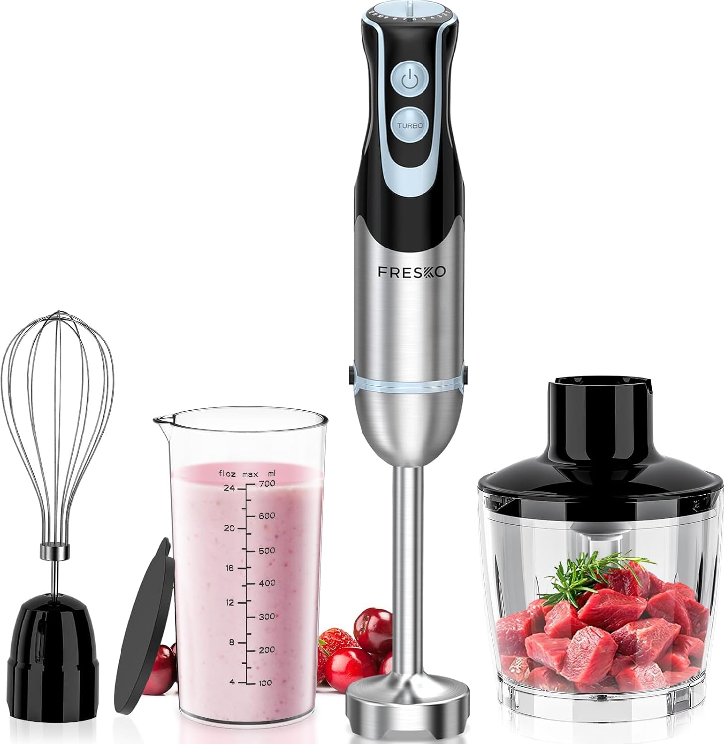 FRESKO Immersion Blender Handheld 4-in-1 Powerful Kitchen Tool