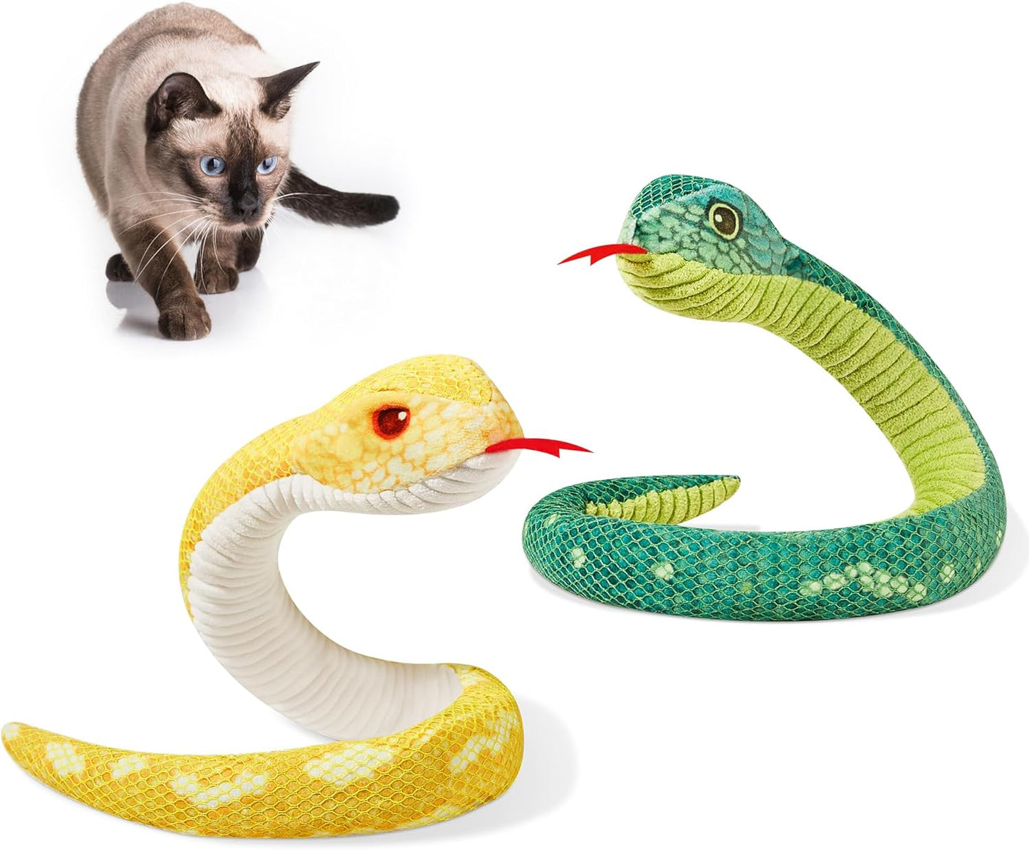 Potaroma 20 Catnip Snake Toys x2: Interactive & Teeth-Cleaning Fun!