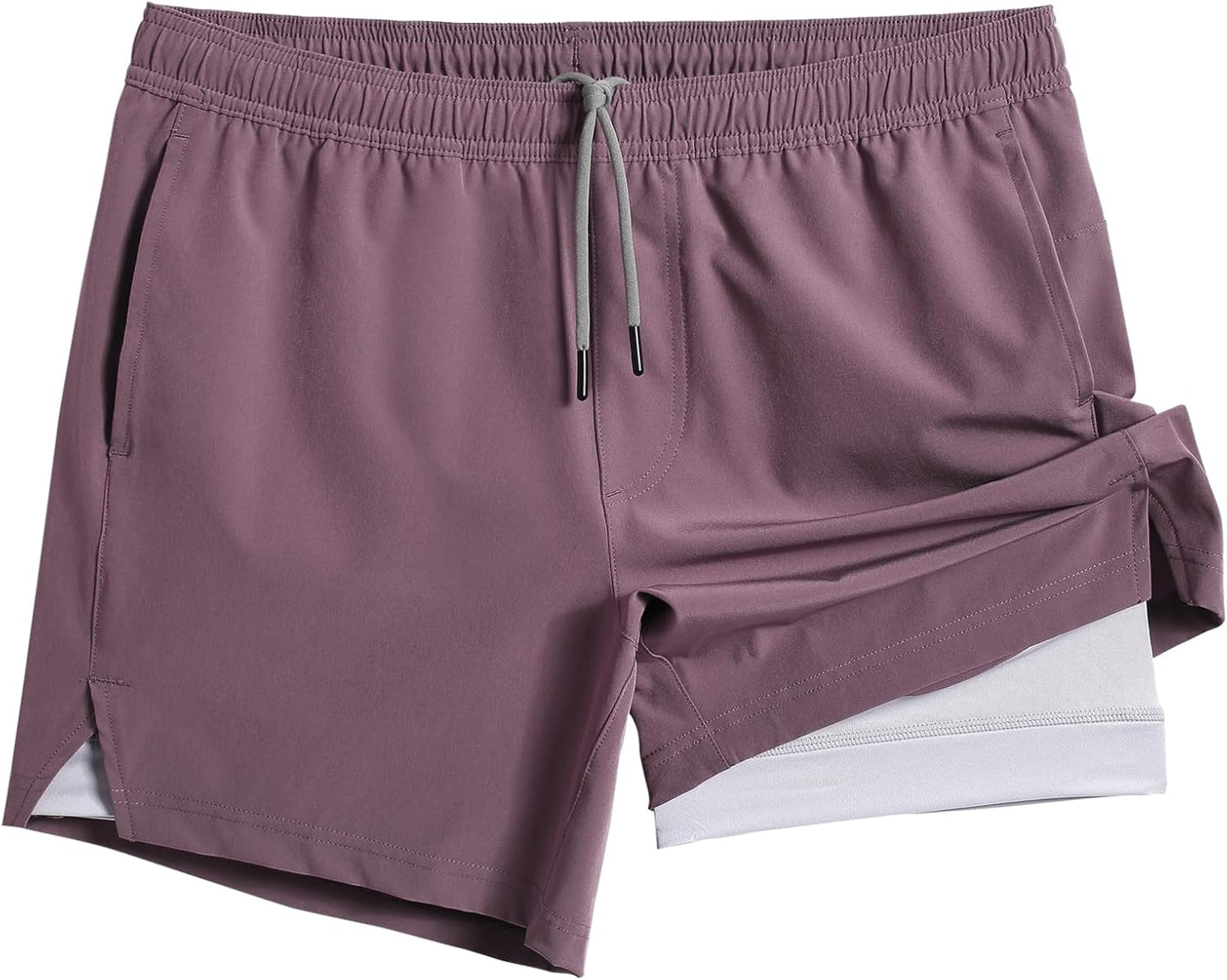 maamgic Mens 5in Gym Running Shorts - 2 in 1 Quick Dry Athletic