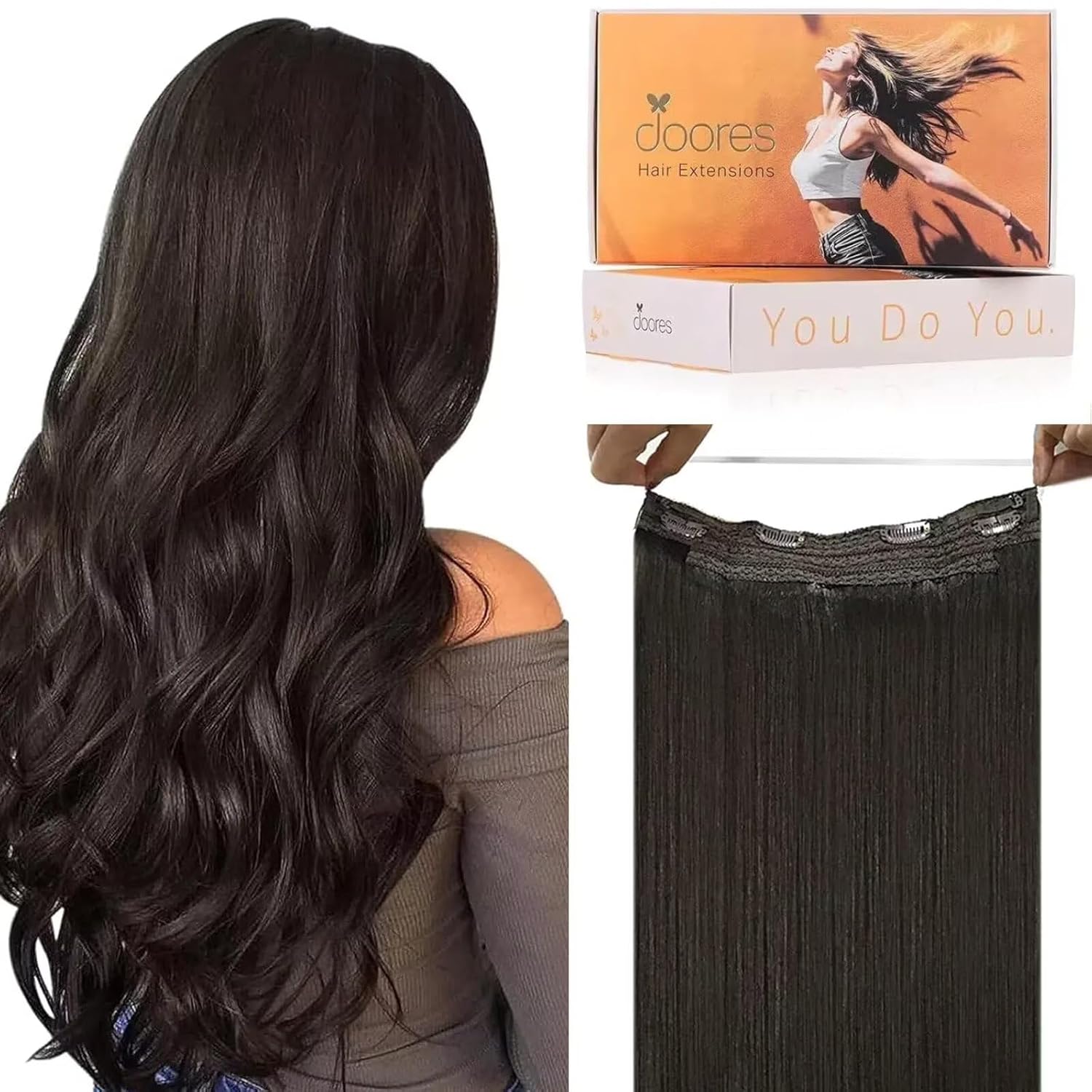 DOORES Wire Hair Extensions 16 Inch 95g for Effortless Volume
